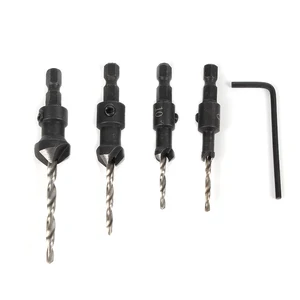 4 шт. HSS шестигранным хвостовиком винт зенковки сверло набор Деревообработка столярных изделий инструмент конусное сверло набор дерева зенковки винт