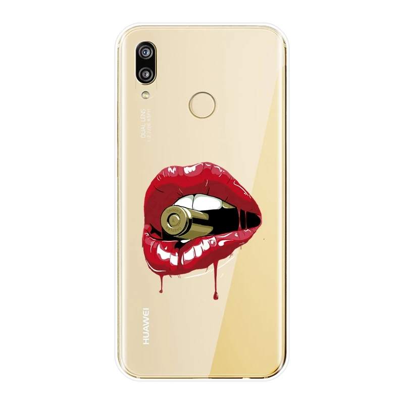 TPU Silicone Phone Case For Huawei P9 Lite Mini P10 P Smart Plus P20 Pro Lips Soft Back Cover P8 2017 | Мобильные телефоны и