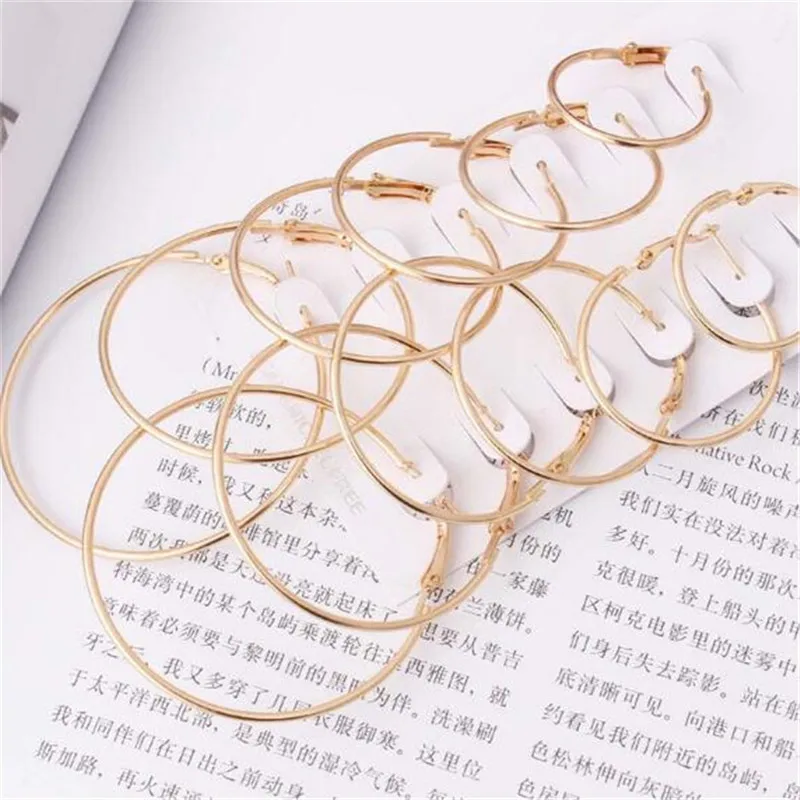 Ахмед 6 пар/компл. Большой Круг Золотой Комплект сережек для женщин простой Панк