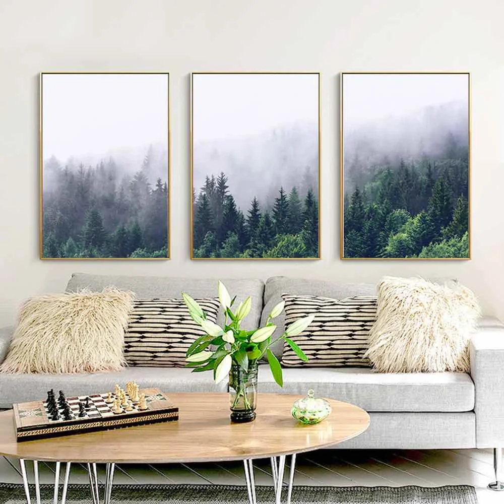 

HAOCHU Nordic Decoration Forest Lanscape Wall Art Canvas Poster and Print Canvas Painting Decorative Picture for Living Room