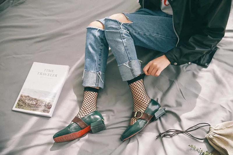 Уличные Дышащие носки в сетку для женщин Харадзюку белый цвет сексуальные