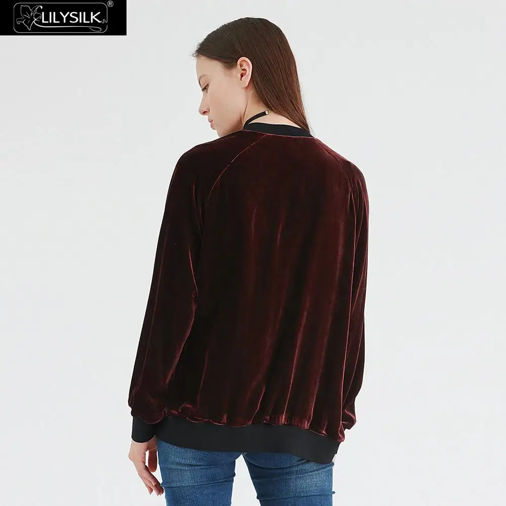 Куртка LilySilk женская базовая бейсбольная куртка из шелка и бархата|Женские плащи