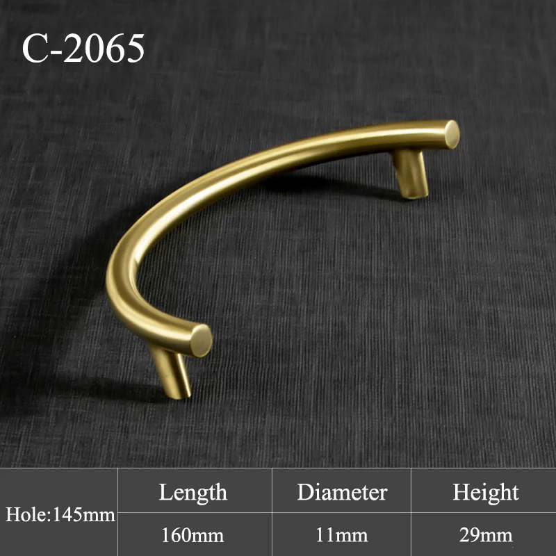 Semi-circular Brass Knob/Handle Chinese Style Cabinet/Bookcase Handles Drawer Pull Golden Furniture Handle - Цвет: C-2065-A-145