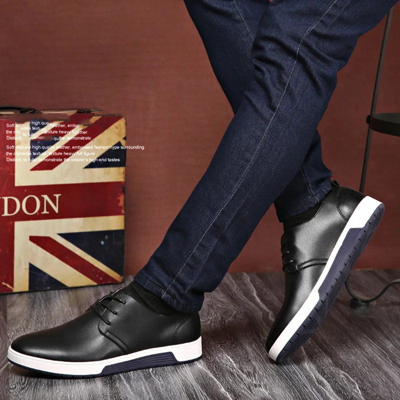 UPUPER/Новинка модная мужская повседневная обувь кожаная на шнуровке мужские