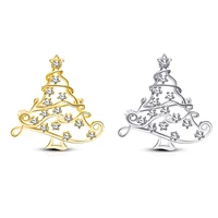 christmas theme copper brooch full of light bulbs christmas tree golden silver fir tree copper zircon brooch pin jewelry
