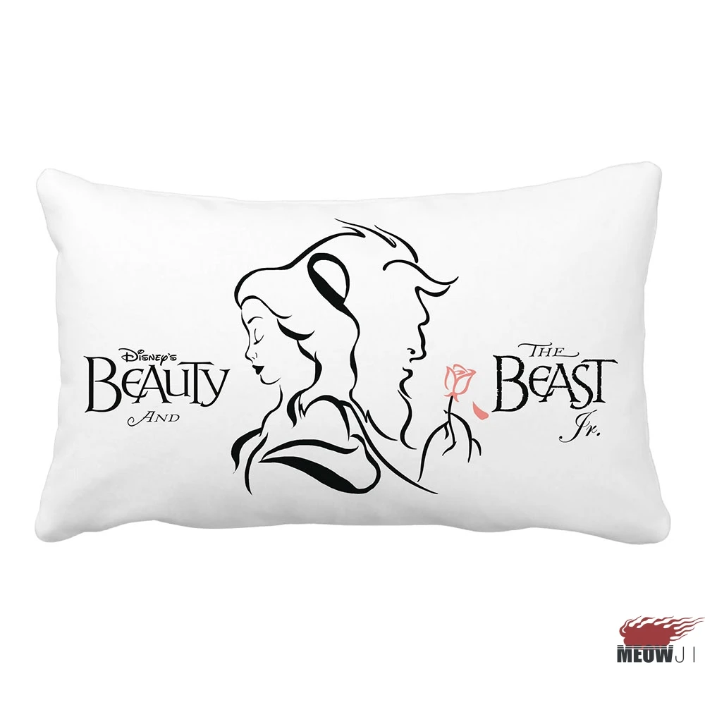 Beauty and The Beast Multi Size Rectangle Throw Pillow Case Free Shipping | Дом и сад