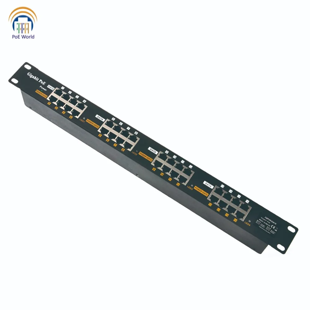 Режим A + B гигабитный Пассивный PoE инжектор 16 портов 1000 м мощность через Ethernet