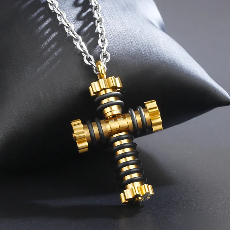 Мужские подвески в стиле панк Gear/Cross/Necklace новые ювелирные изделия из нержавеющей