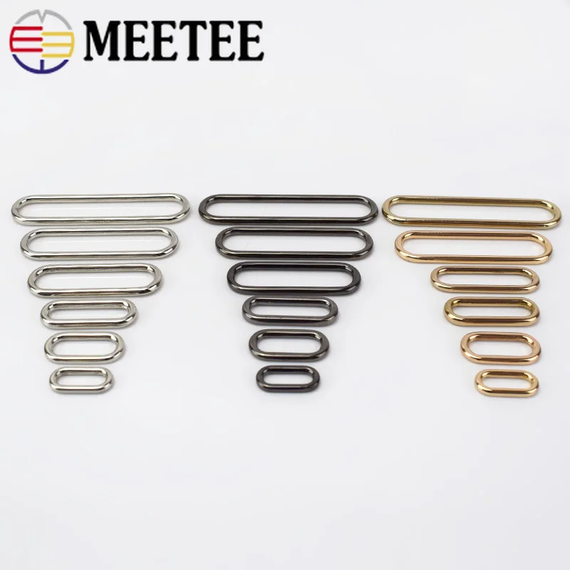 Meetee 10 шт. 15-60 мм бесшовные овальные металлические пряжки уплотнительное кольцо ремень ветровка Кнопка регулировки крюк застежка DIY аксессуары для одежды
