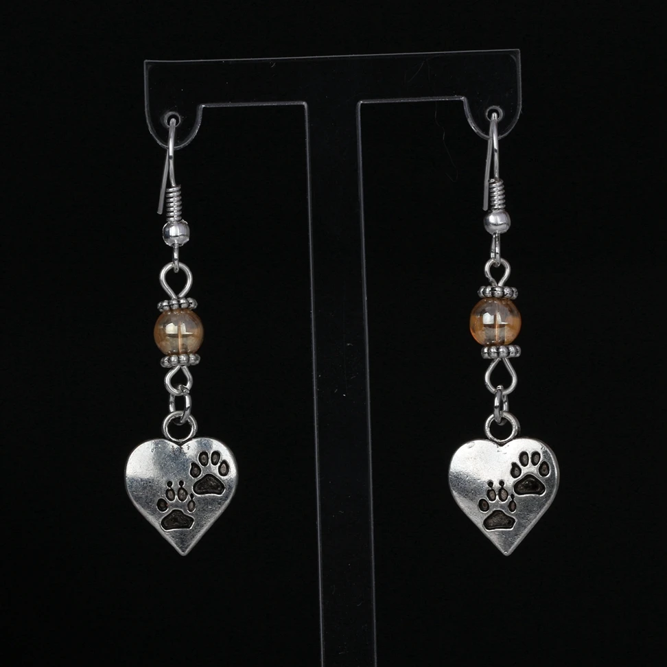 

Mixed Crystal Bead Dangle Earrings Beautiful Heart Charms Drop Earrings For Women Accessories Gifts DIY Jewelry 10 Pair S137