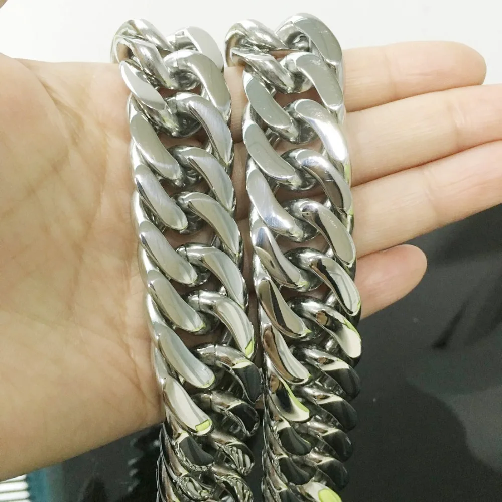 Мужское панцирное ожерелье из нержавеющей стали под серебро 21 мм 7-40 дюймов |