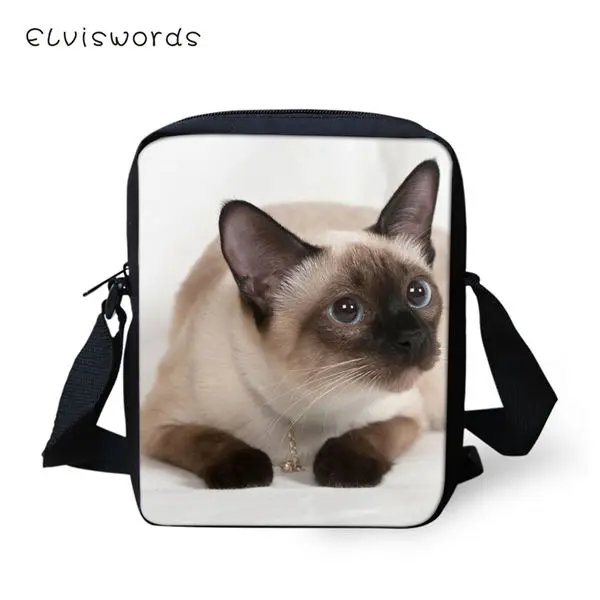 CDWX3114E ELVISWORDS женские сумки-мессенджеры Siamese Cat принты женские закрылки модные сумки на плечо Kawaii животный узор дорожные Мини кошельки - Цвет: CDWX3114E