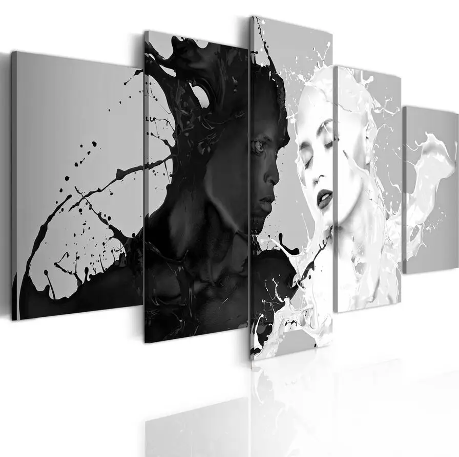 Canvas Print Modern Fashion Wall Art the Black and White Abstract Ink Character Love for Home Decoration No Frame(Size:3) | Дом и сад