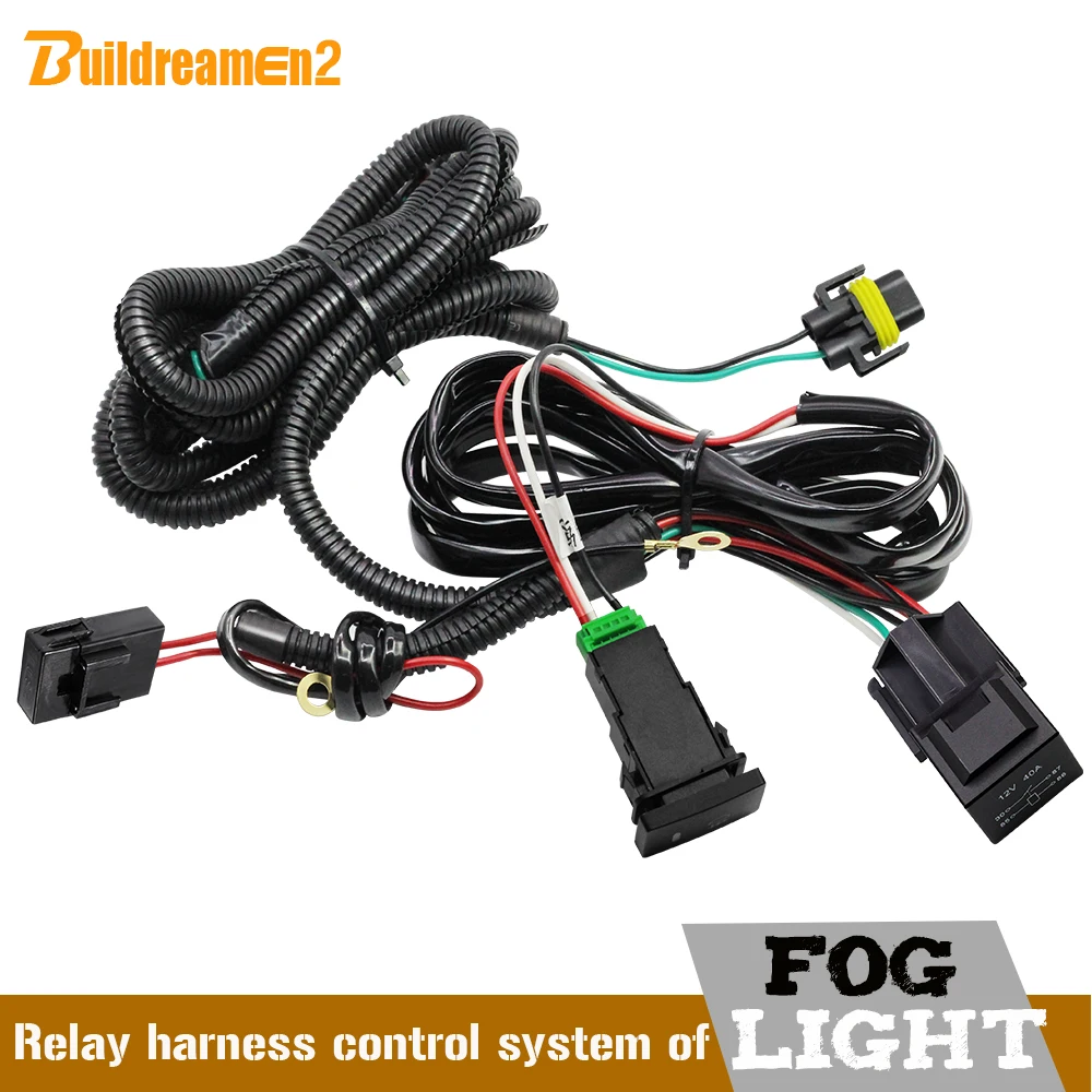 

Buildreamen2 Car H11 Fog Light Wiring Harness Kit with 40A 12V ON/OFF Switch Relay Fuse For Ford Dacia Peugeot Citroen Renault