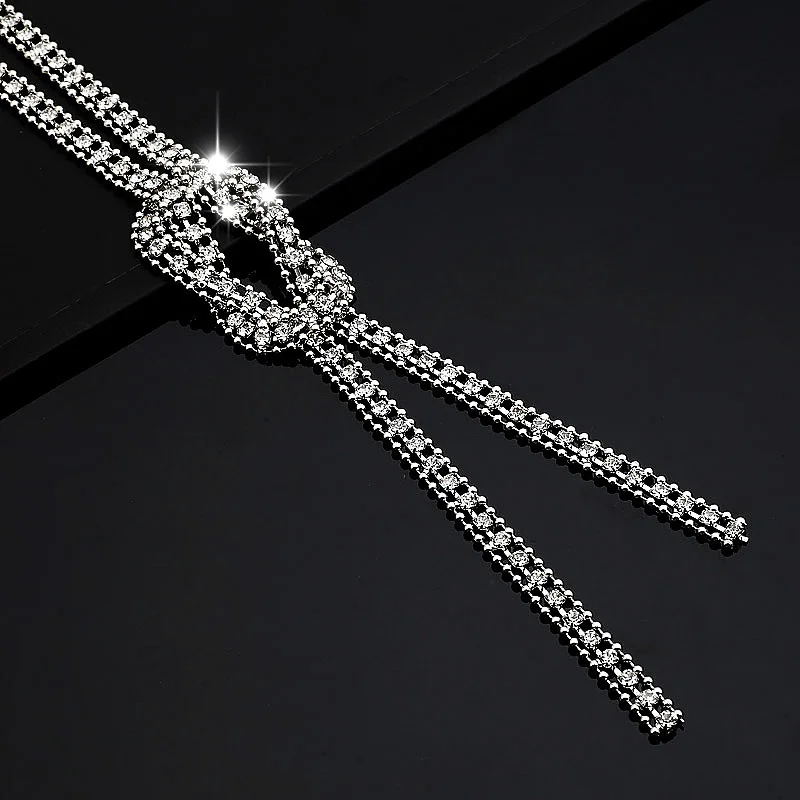 BYSPT Новое модное Хрустальное длинное ожерелье с кисточкой цепочка черными