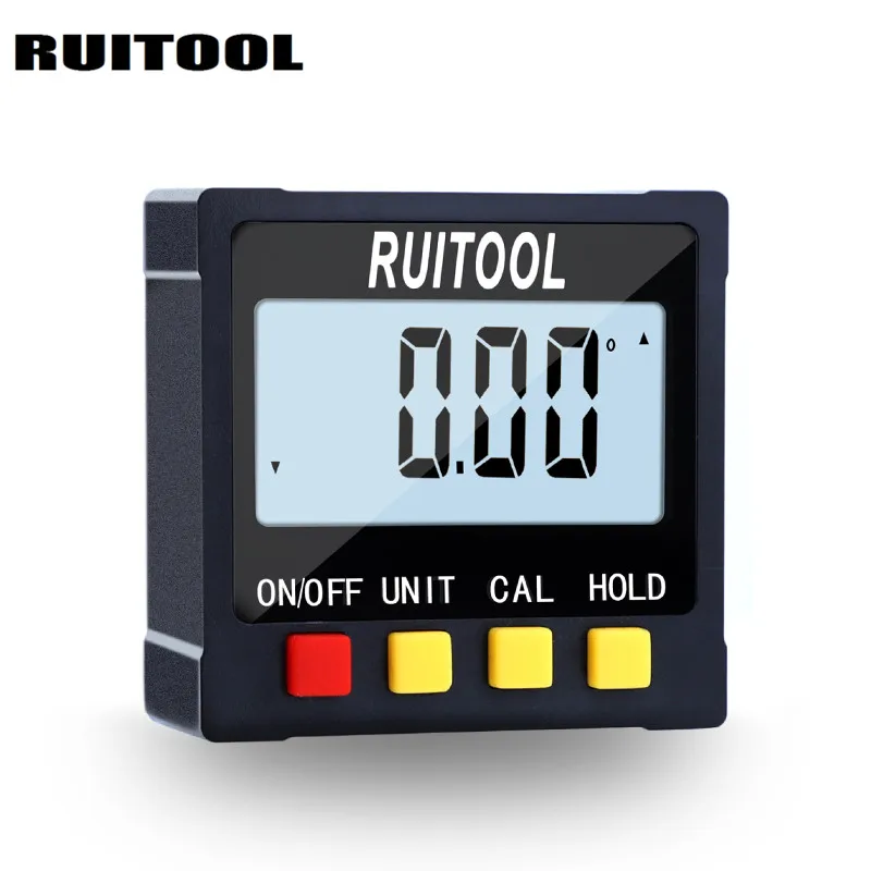 

4x90 Degree Inclinometer Mini Digital Protractor Big LCD Electronic Level Box 4-side Magnetic Angle Finder