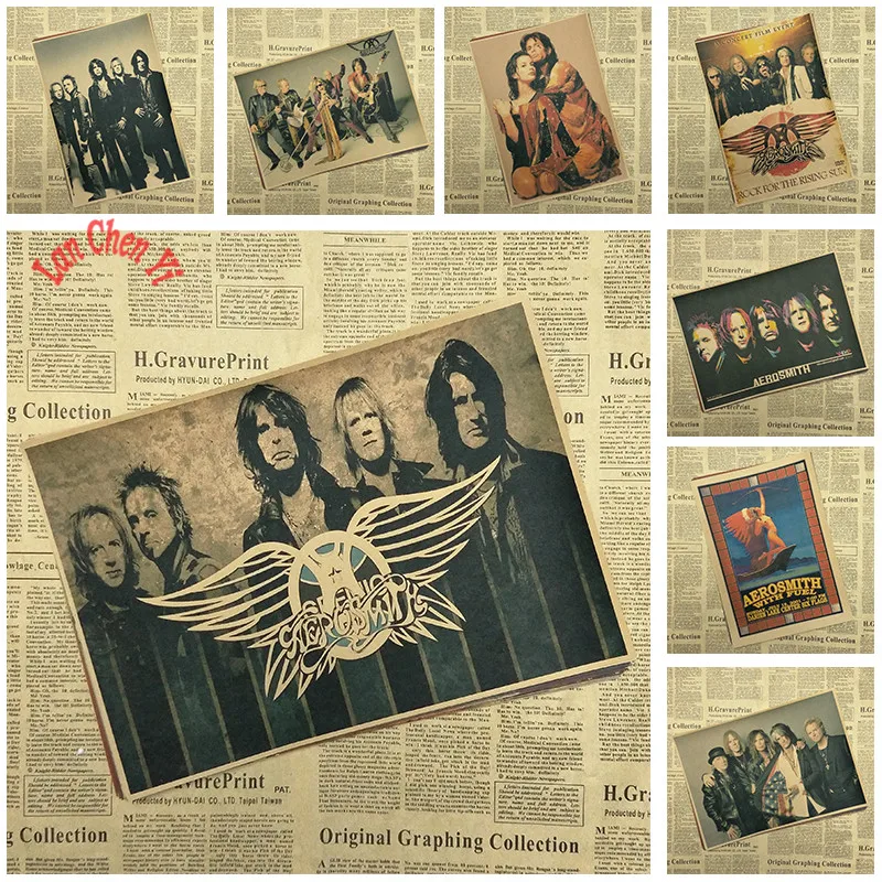 Постер Rock Band Aerosmith из матовой крафт бумаги Ностальгический плакат для офиса