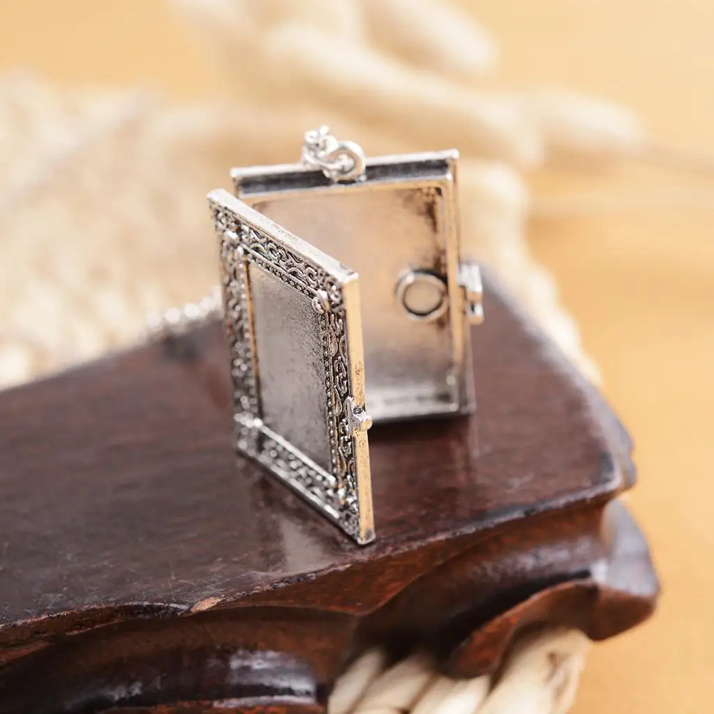 Ретро готический Openable квадратный кулон фоторамка коробка ожерелье ювелирные