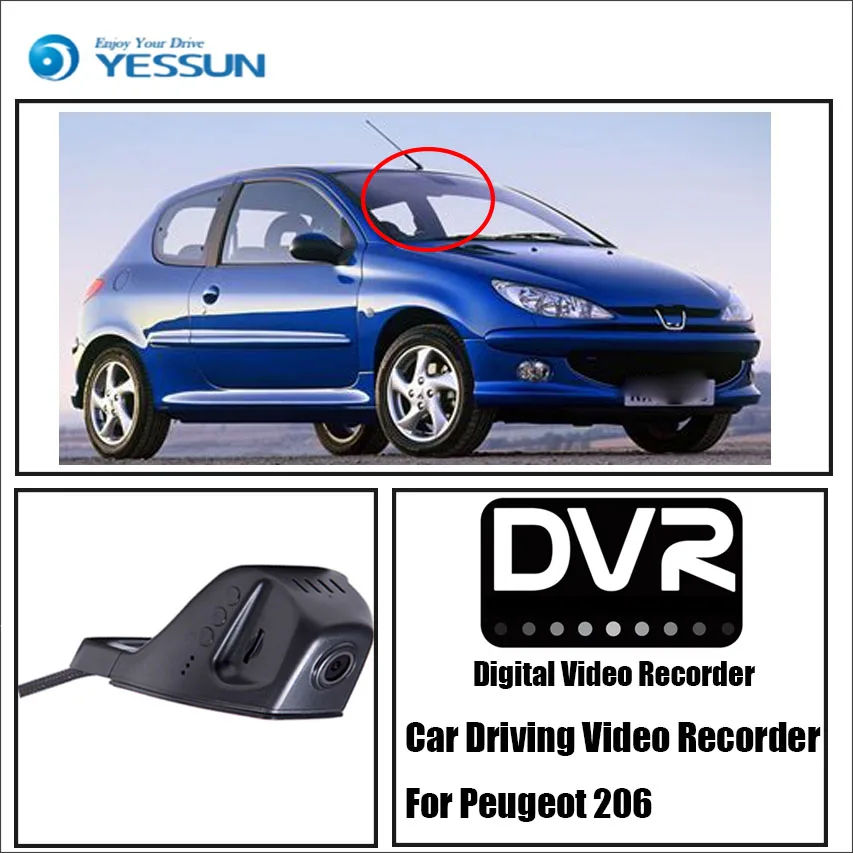YESSUN Автомобильная фронтальная камера для Peugeot 206 DVR вождения видео рекордер iPhone