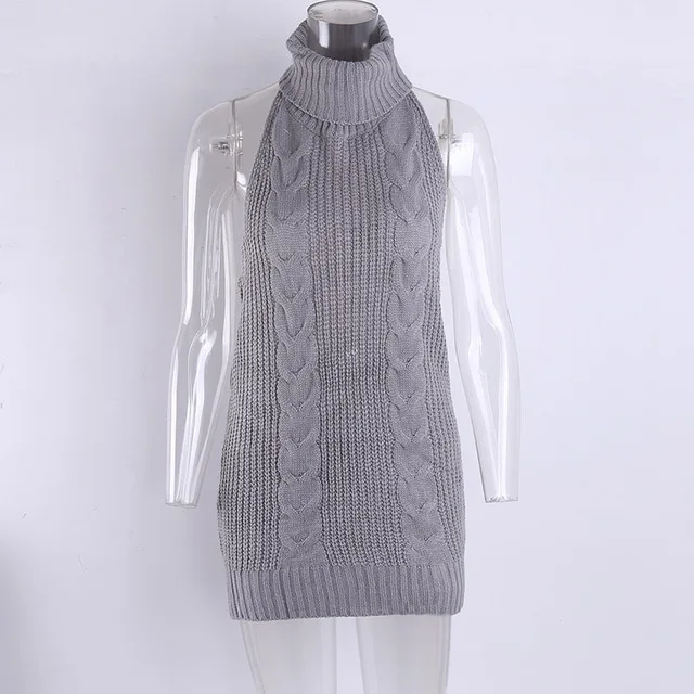 Новинка 2018 длинный свитер без рукавов с высоким воротом японский вязаный