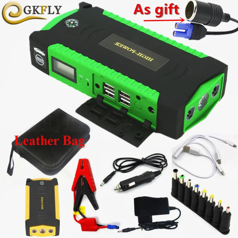 Зеленый Мульти-Функция 600A 12V автомобиль скачок стартер 4USB Мощность банк 16000 мАч Мини пусковое устройство автомобиля Зарядное устройство для автомобиля Батарея усилитель - Цвет: Зеленый