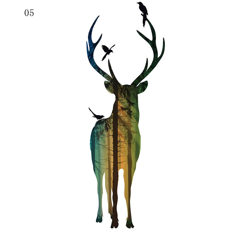 HAOCHU Splash Ink Flamingo Forest Landscape Deer Animal Wall Art Picture Canvas Painting Poster Living Room Nordic Decoration | Дом и сад