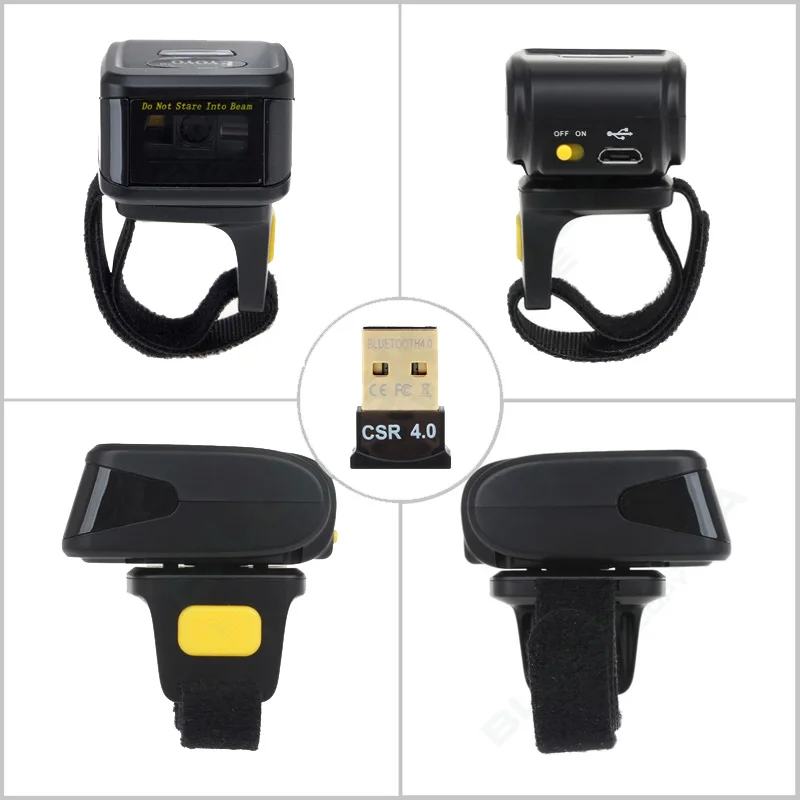 Мини Bluetooth Портативный кольцевой 2D сканер считыватель штрих кодов для IOS Android Windows