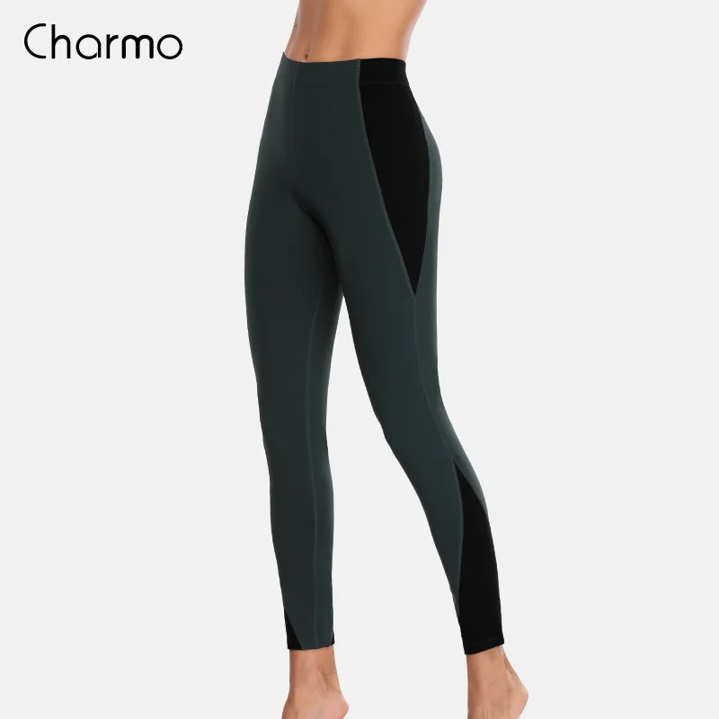GRA Charmo женские штаны для йоги женские тонкие спортивные тренировочные брюки с высокой талией эластичные брюки для фитнеса беговые Лоскутные Спортивные Леггинсы - Цвет: GRA