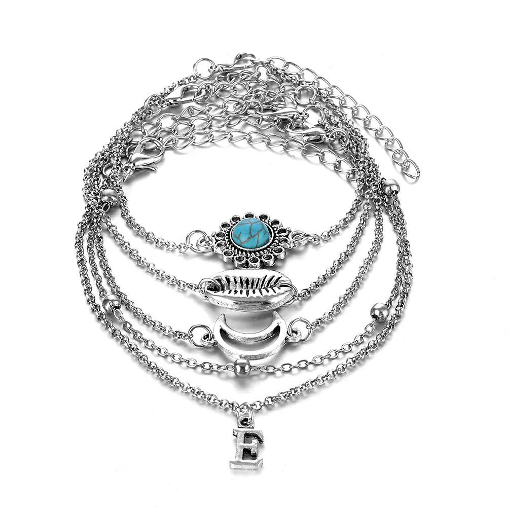 FAMSHIN винтажный Лунная ракушка звеньевые браслеты Набор для женщин бижутерия