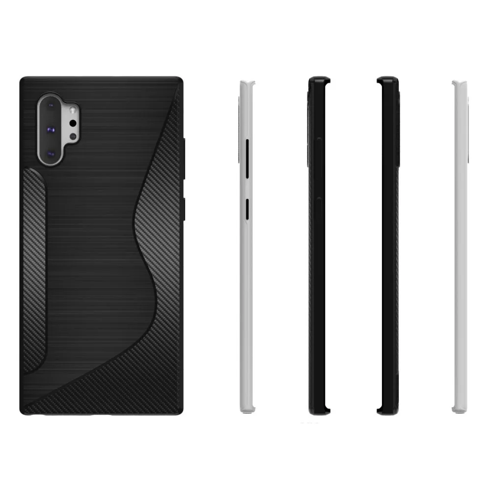

100pcs/lot,black shockproof Anti-skid S Line TPU Gel Skin Case Cover For Samsung Galaxy Note 10+ (note 10 plus)