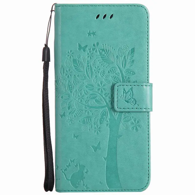 Для Coque iPhone 8 флип чехол кожаный бумажник+ Силиконовый мягкий чехол iPhone8 Plus чехол для телефона s 3D тисненый кошачий дерево защитный чехол - Цвет: Зеленый