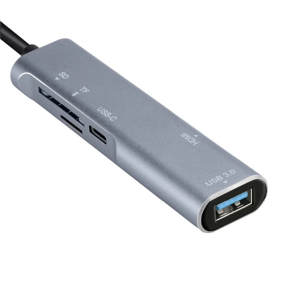 USB C концентратор, тип C адаптер с 1 USB 3,0 концентратор Порты и разъёмы и SD/TF Card Reader& Тип C передачи данных порты и разъёмы и 4 К видео HDMI Порты и разъёмы сплиттер