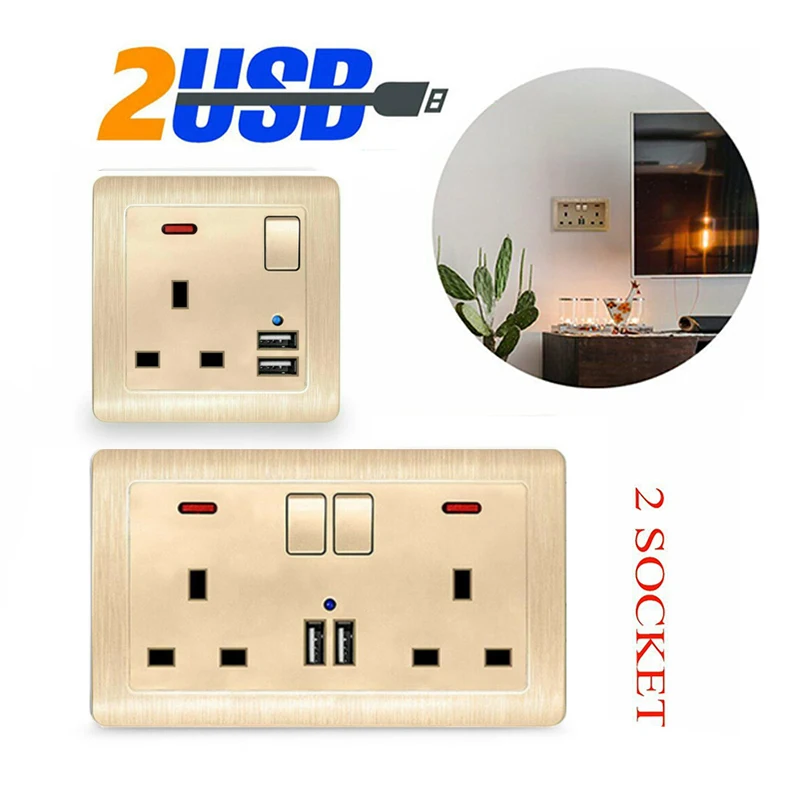 Розетка сетевая многофункциональная с 2 USB портами 13 а|Электрические розетки| |