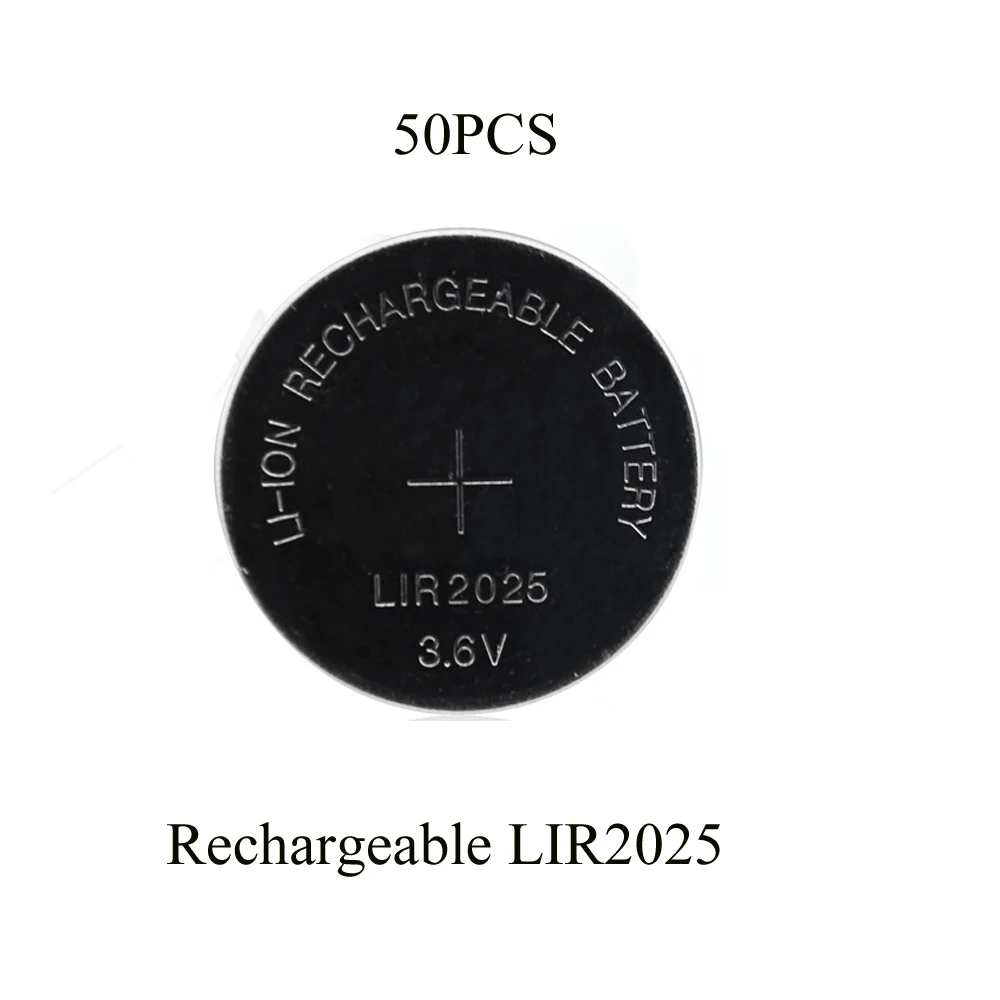 

Soravess 50PCS 30mAH LIR2025 Lithiium lir Ion Rechargeable Battery 3.6V Li-ion button coin cell replace for CR2025 CR 2025