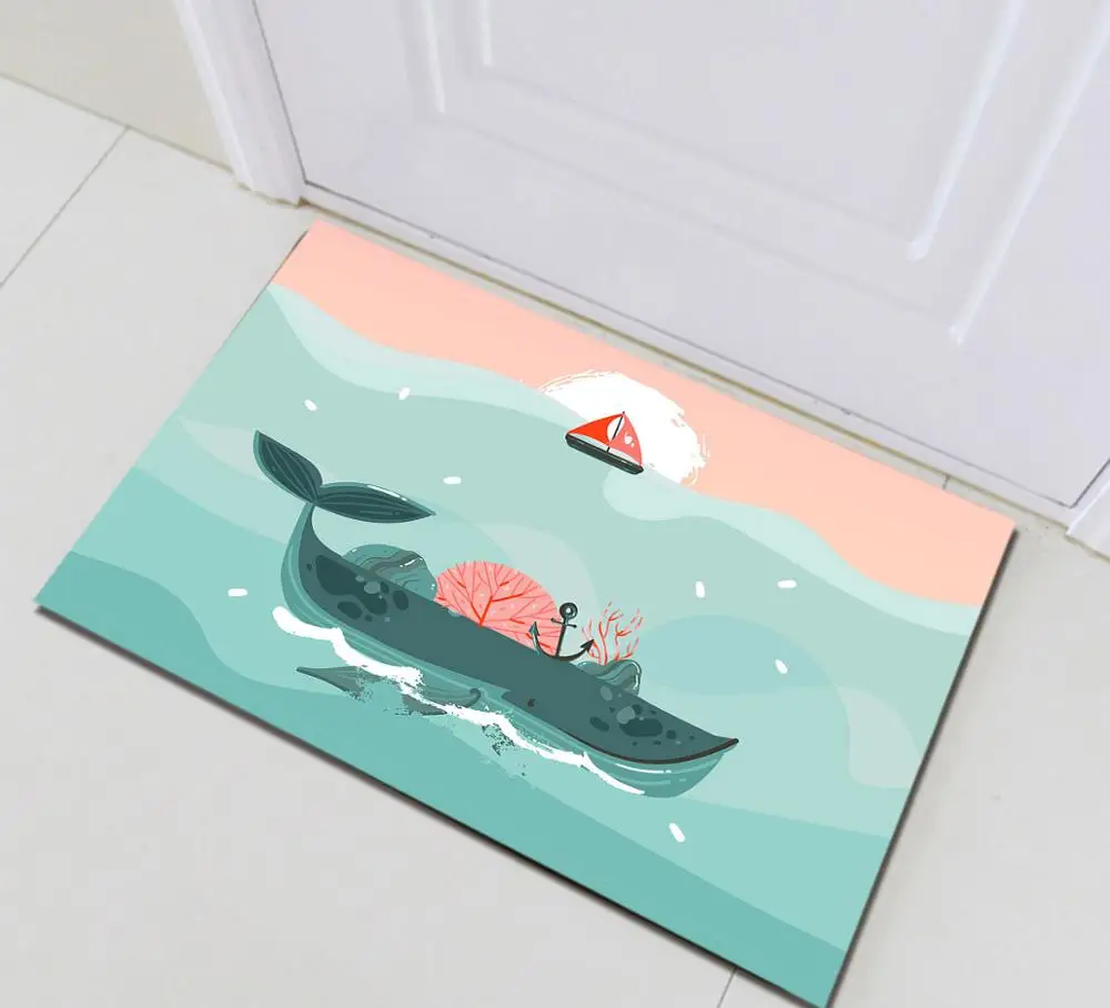 13632 60*40 Kids Cute Cats Pug Dog Cartoon Animal Door Bath Mats Memory Foam Anti Slip Soft Rug for Bedroom Toilet Floor Kitchen Home - Цвет: 13632