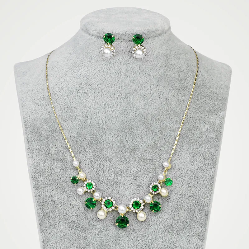 Neoglory светильник желтого золота цвет имитация жемчуга Зеленый Циркон Шарм