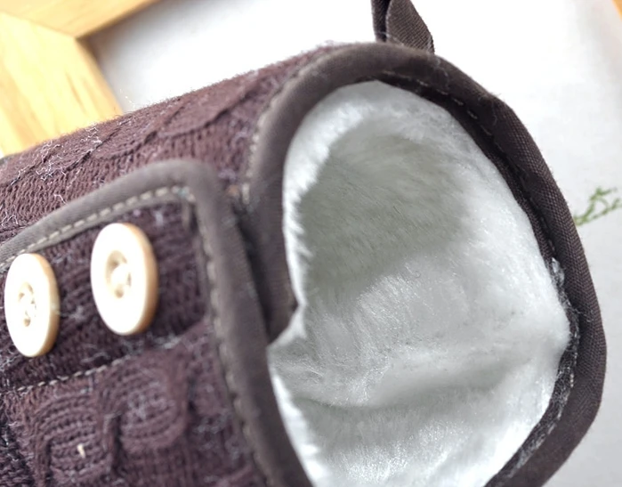 Модные зимние мягкие вязаные ботинки для маленьких девочек и мальчиков теплые из