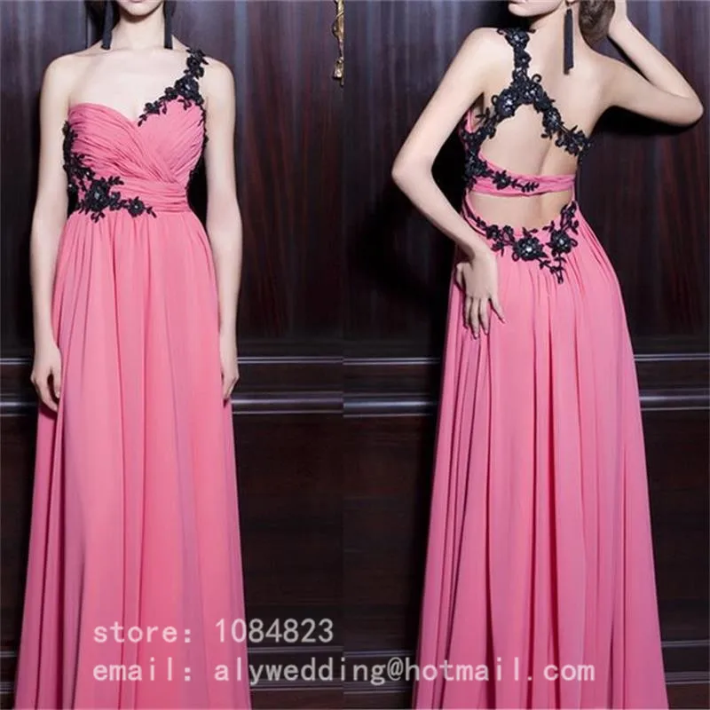 2016 Одно Плечо Аппликации Длинное Вечернее Платье Спинки Длиной до пола Abendkleider