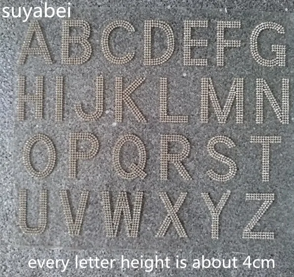 

A-Z 26pc /sheet English Letter design stones hot fix rhinestones motif iron on transfer patch hot fix applique patches