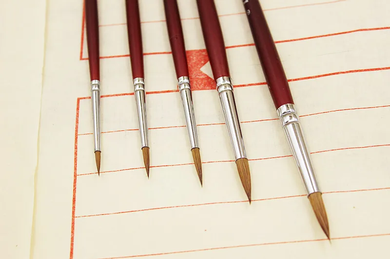 6 pcs high quality Pure wolf tail paintbrush gouache watercolor oil painting brush art supplies dotting pen free shipping | Канцтовары