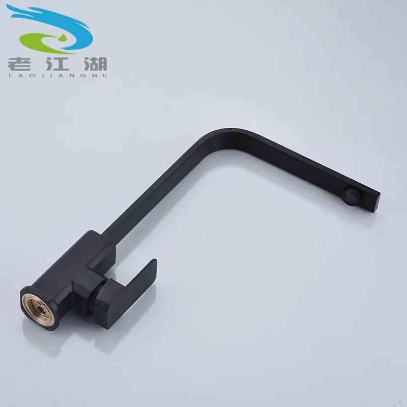 Вращающийся смеситель черный кран для раковины с распылителем квадратная