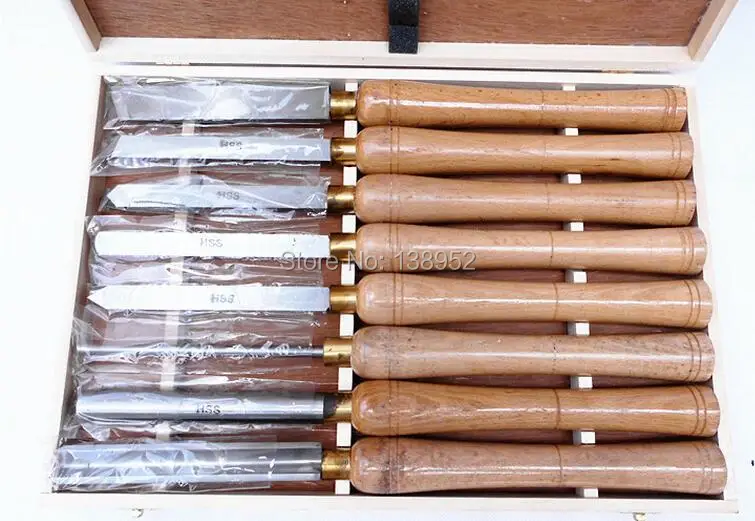 8PCS HSS Wooden Turning Chisel Tools SET with High Speed Steel Blade &amp Ashtree Handle in Box | Инструменты