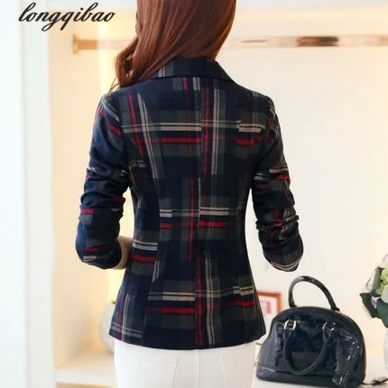 Новый корейский осенний костюм с пряжкой Женский Классический клетчатый пиджак