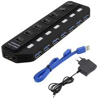 usb 3 0 hub 4 7 port high speed 5gbps multi splitter on off switch power adapter for macbook pro air laptop pc accessories