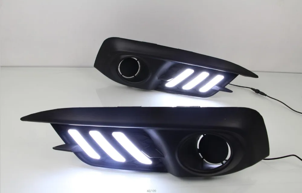 Автомобильный мигающий светодиодный DRL дневные ходовые огни для Honda Civic 10th сигнал поворота желтый с отверстием противотуманной фары