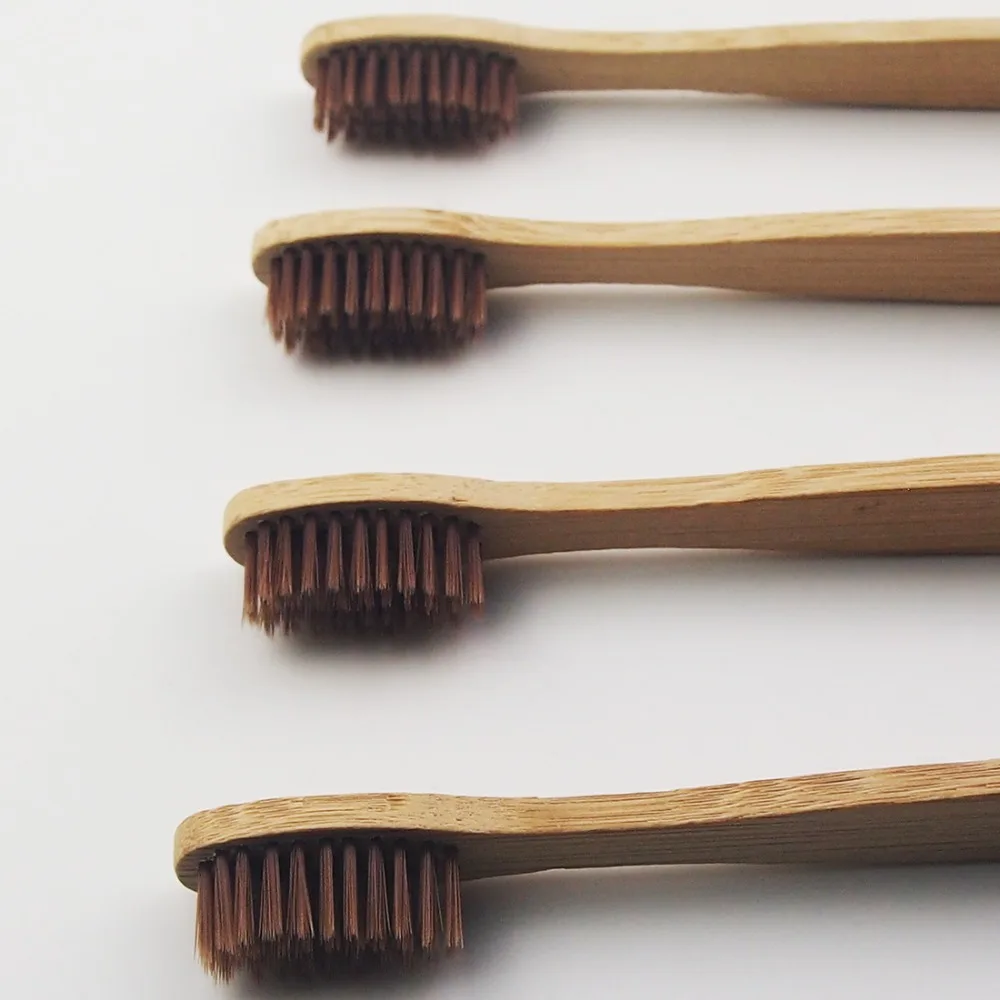 5 упаковок коричневая бамбуковая зубная щетка деревянная новинка Бамбуковая
