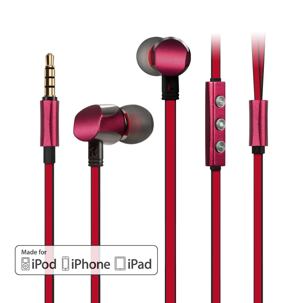 3 button red GGMM Cuckoo, полностью металлические наушники, игровая гарнитура, шумоизолирующие наушники, стерео наушники, наушники для телефона, только для ios - Цвет: 3 button red