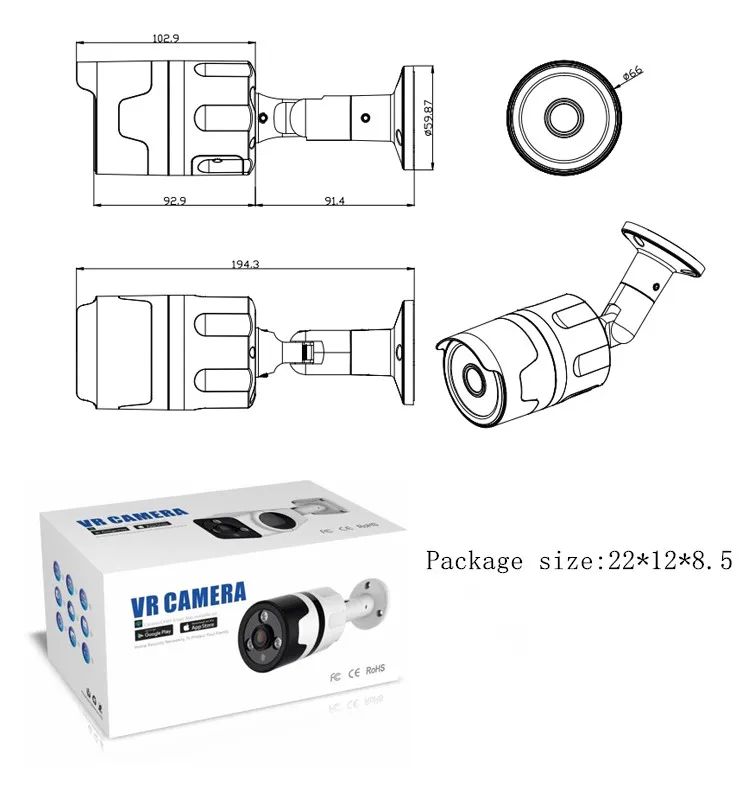 Ip камера 960 P HD оповещение по электронной почте Обнаружение движения CCTV Наружного