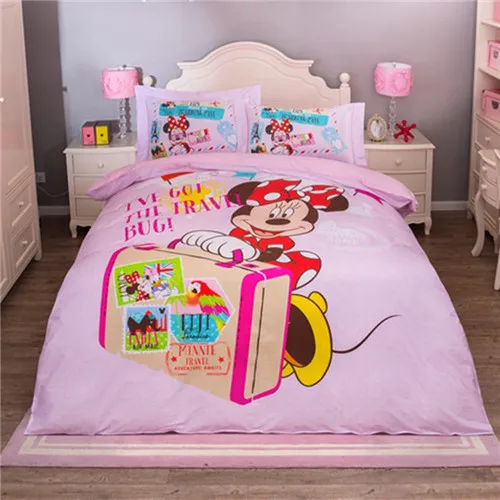 DS01065 DISNEY детские постельные принадлежности Минни Маус постельные принадлежности набор Хлопок мультяшный пододеяльник лист набор один размер королевы - Цвет: DS01065
