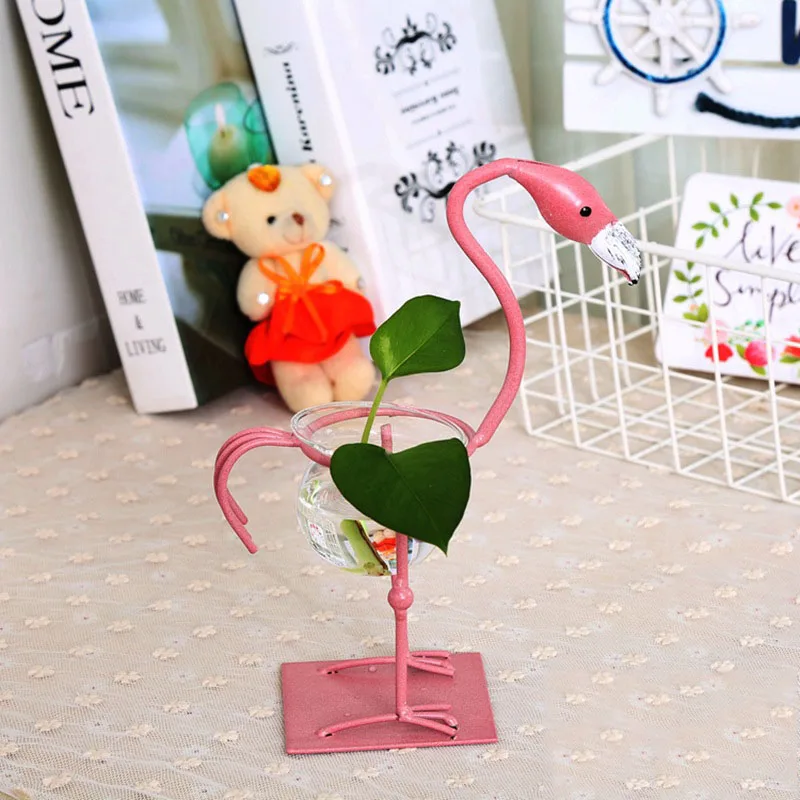 Europe Flamingo Model Water Planting Flower Home Figurines Miniatures Ornaments Furnishing Crafts Decoration Accessories Gift | Дом и сад